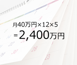 月40万円×12×5＝2,400万円